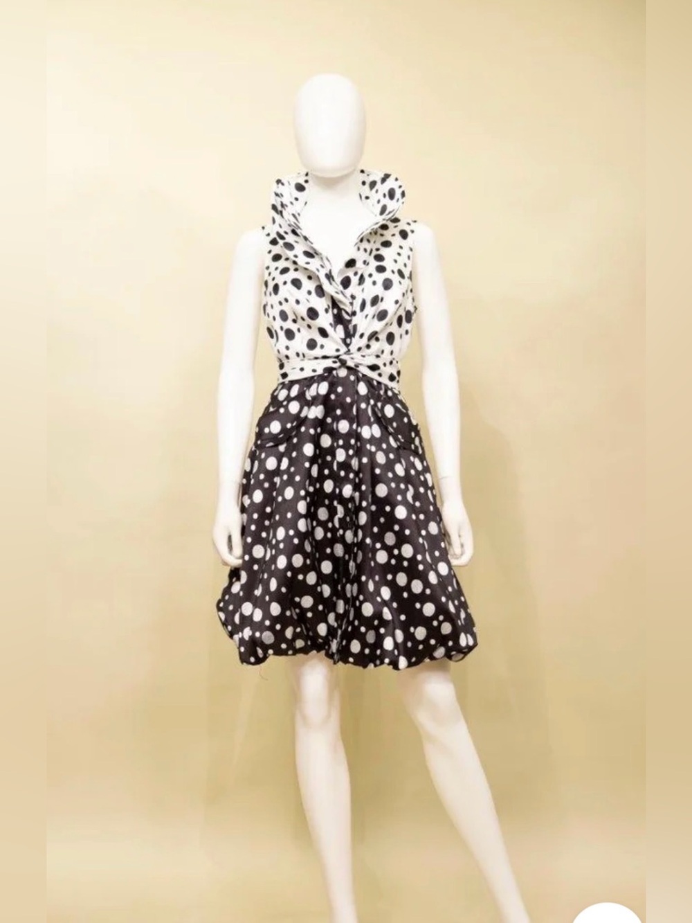 Samuel Dong Black & White Polka Dot Dress Medium S22150